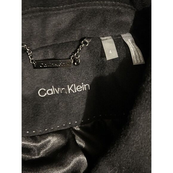 Calvin Klein Women's Single-Breasted Button Coat Wool Cashmere Blend Black 4 NWT - Picture 6 of 9